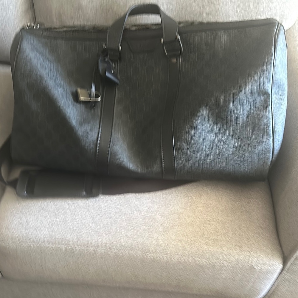 Men's Black Leather Travel Bag